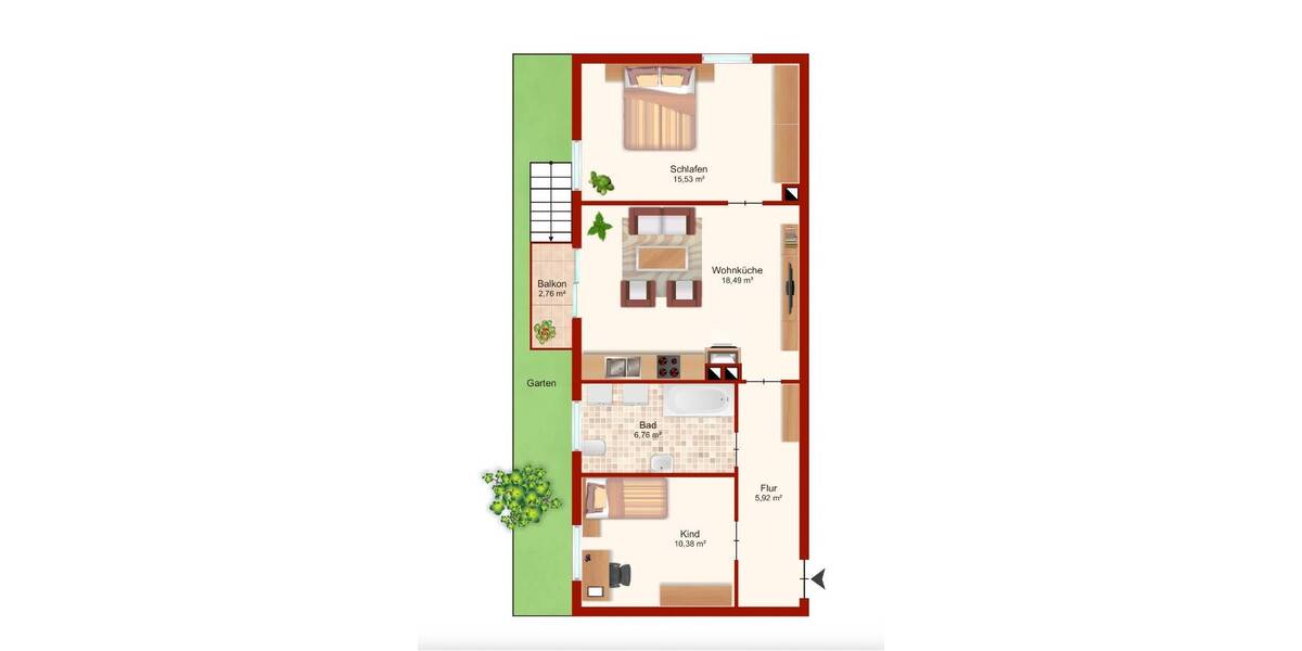 Etagenwohnung Rosenheim Aising - 3 Zimmer, 58 m&sup2;, 287.000&euro; | Angebot:26568866