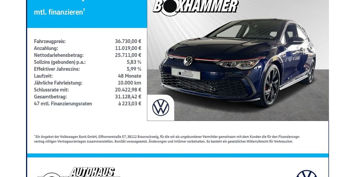 VW Golf 10.990 km 36.730 &euro; Bad Aibling 83043