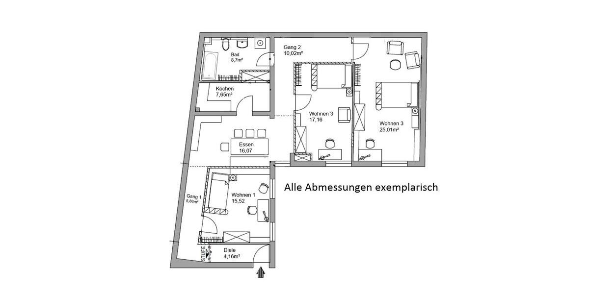 Dachgeschoßwohnung Rosenheim Innenstadt - 4 Zimmer, 110 m&sup2;, 1.525&euro; | Angebot:25402145