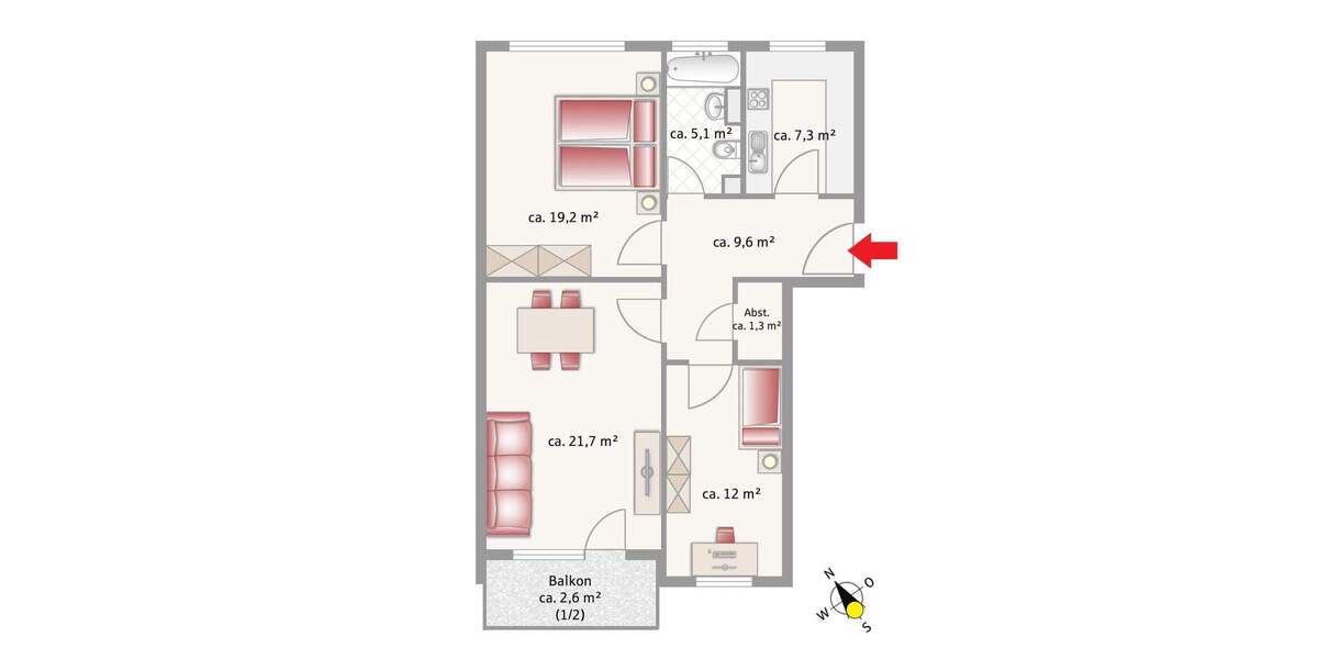 Etagenwohnung Rosenheim Innenstadt - 3 Zimmer, 79 m&sup2;, 379.000&euro; | Angebot:25815445