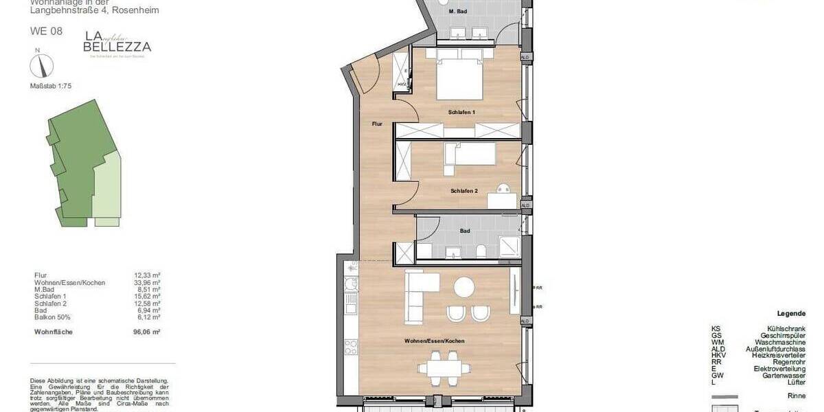 Etagenwohnung Rosenheim West - 3 Zimmer, 96 m&sup2;, 714.000&euro; | Angebot:25730431