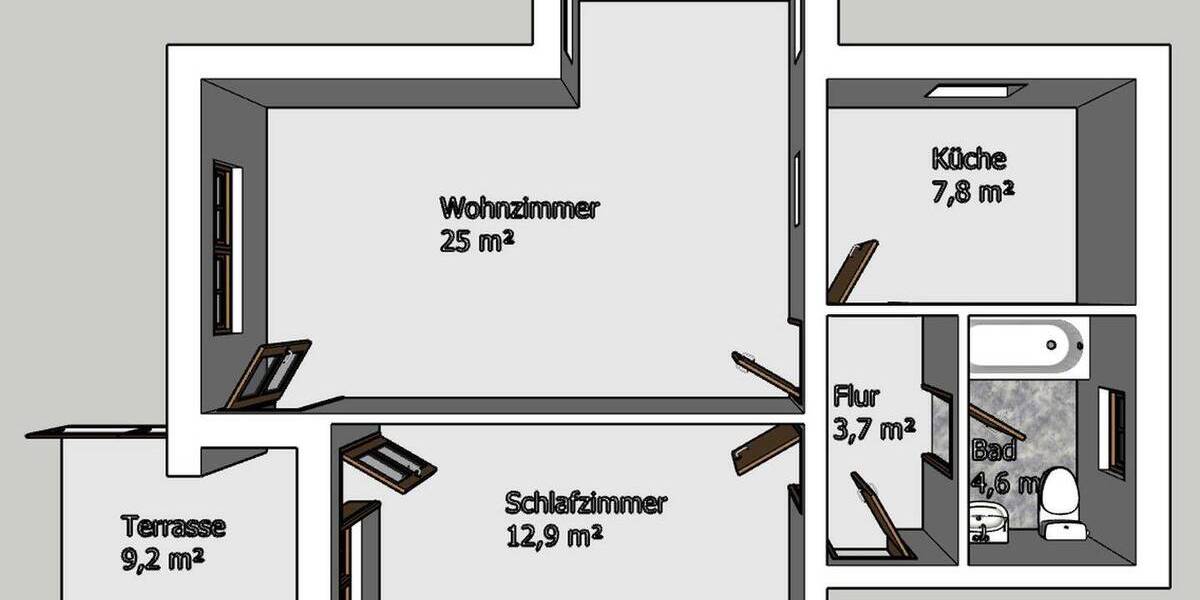 Etagenwohnung Riedering Mitterfeld - 2 Zimmer, 58 m&sup2;, 275.000&euro; | Angebot:26471244
