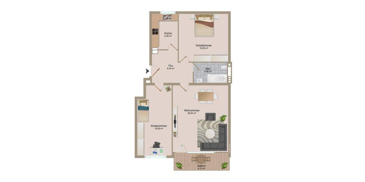 Etagenwohnung Rosenheim Ost - 3 Zimmer, 79 m&sup2;, 349.000&euro; | Angebot:25818265