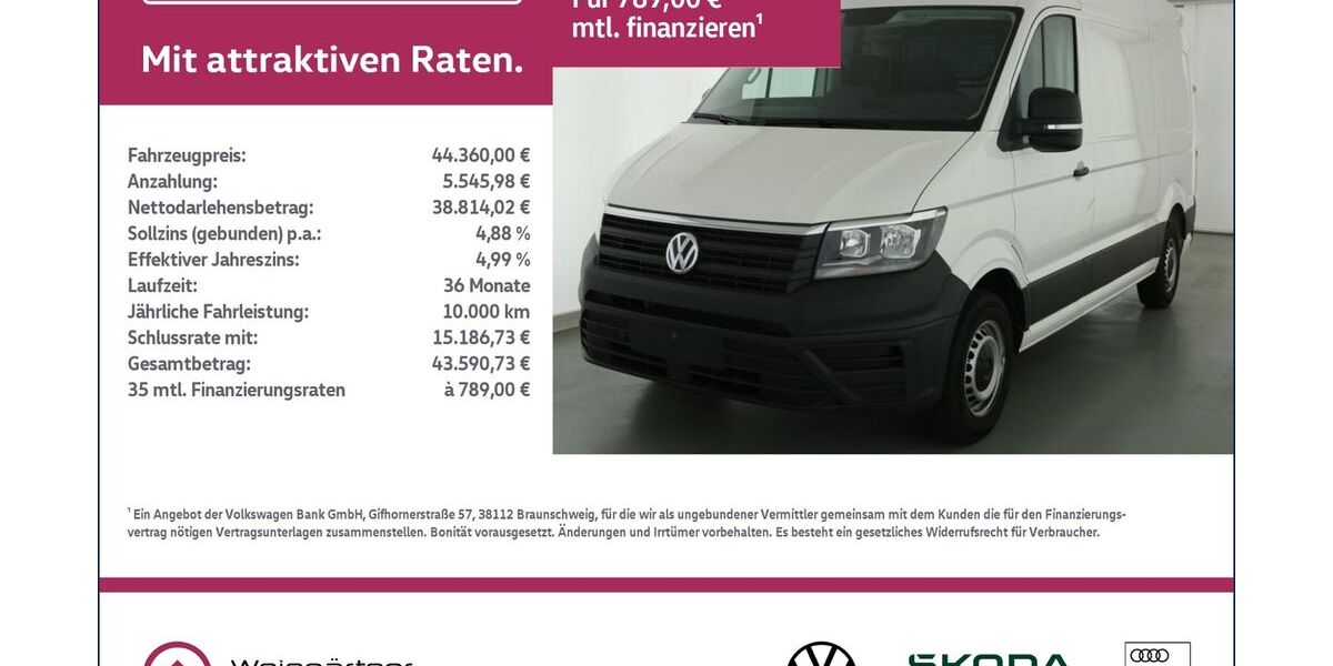 VW Crafter 35.200 km 44.360 &euro; Miesbach 83714