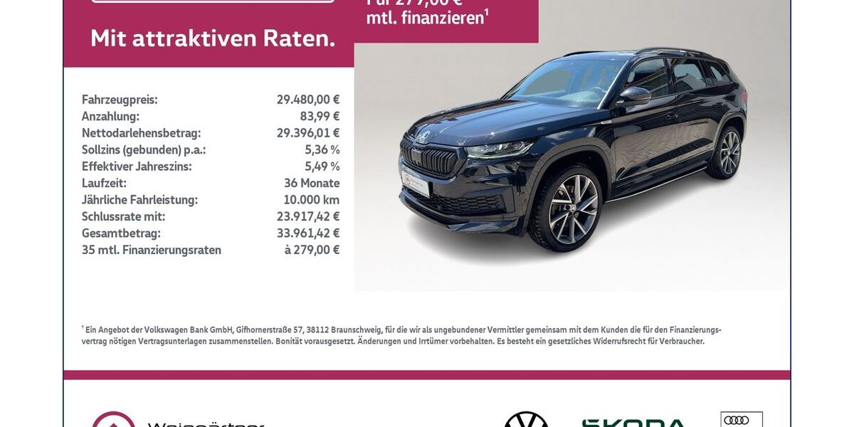Skoda Kodiaq 117.900 km 29.480 &euro; Miesbach 83714