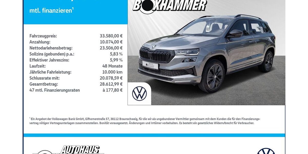 Skoda Karoq 17.990 km 33.580 &euro; Bad Aibling 83043