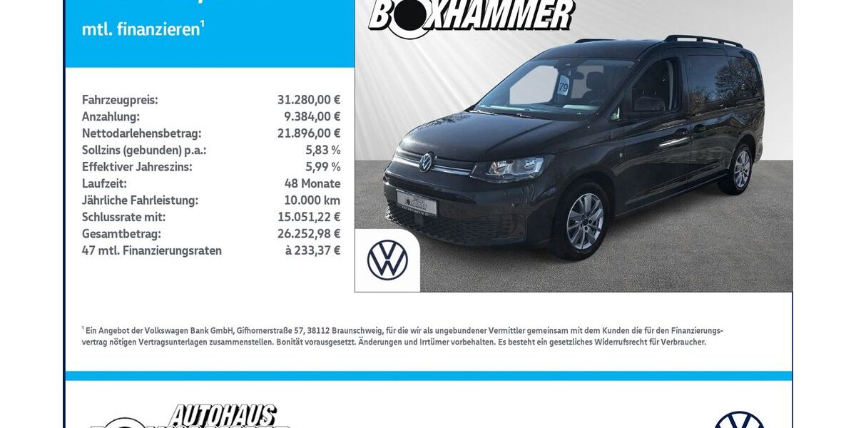 VW Caddy Maxi 38.550 km 31.280 &euro; Bad Aibling 83043