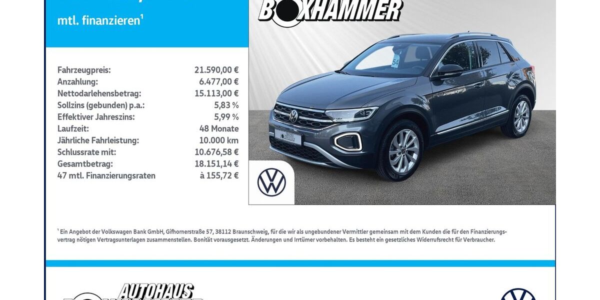 VW T-Roc 43.305 km 21.590 &euro; Bad Aibling 83043