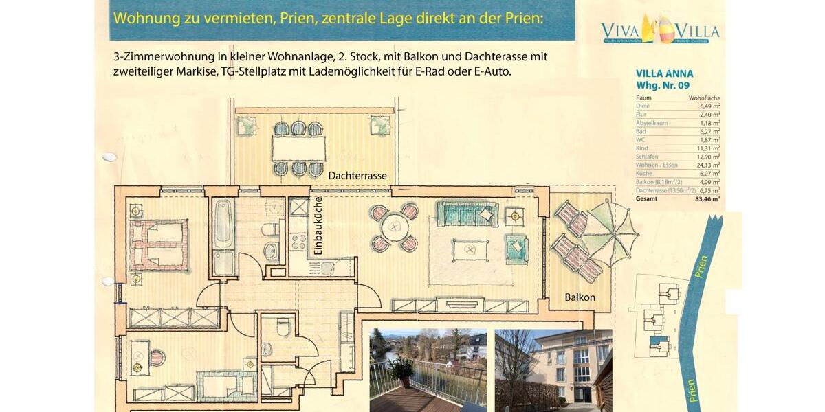 Etagenwohnung Prien am Chiemsee - 3 Zimmer, 84 m&sup2;, 597.000&euro; | Angebot:26990840