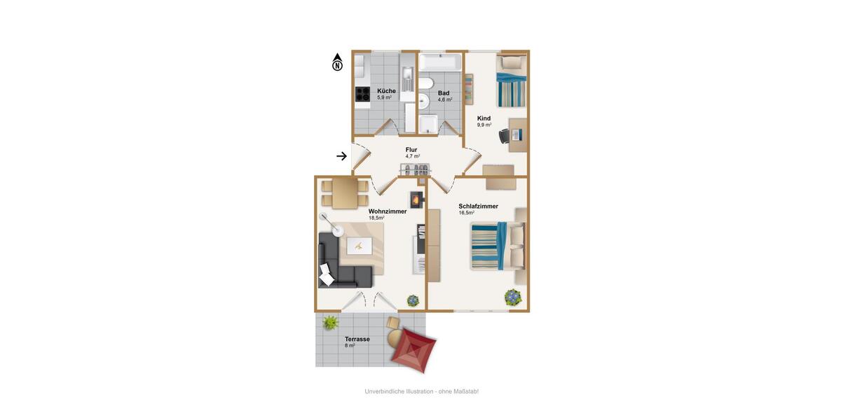 Hochparterre Miesbach - 3 Zimmer, 64 m&sup2;, 340.000&euro; | Angebot:26674912