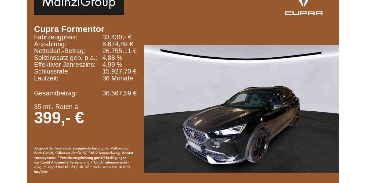 Cupra Formentor 9.900 km 33.430 &euro; Feldkirchen/Westerham 83620