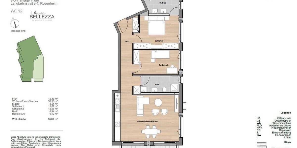 Etagenwohnung Rosenheim West - 3 Zimmer, 96 m&sup2;, 854.000&euro; | Angebot:25672896