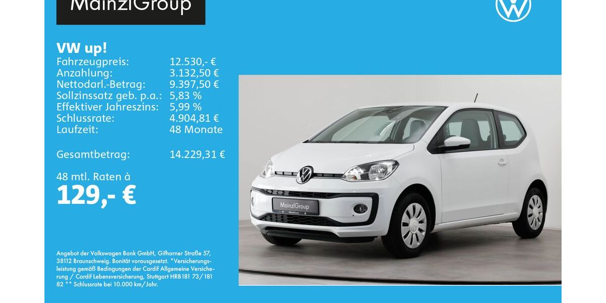 VW up! 43.868 km 12.530 &euro; Feldkirchen/Westerham 83620