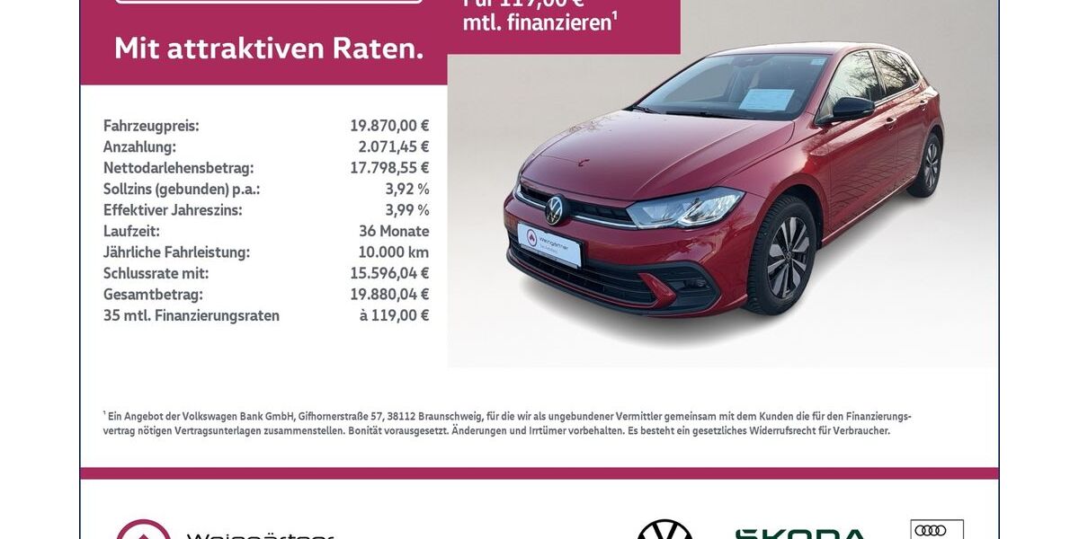 VW Polo 26.600 km 19.870 &euro; Miesbach 83714