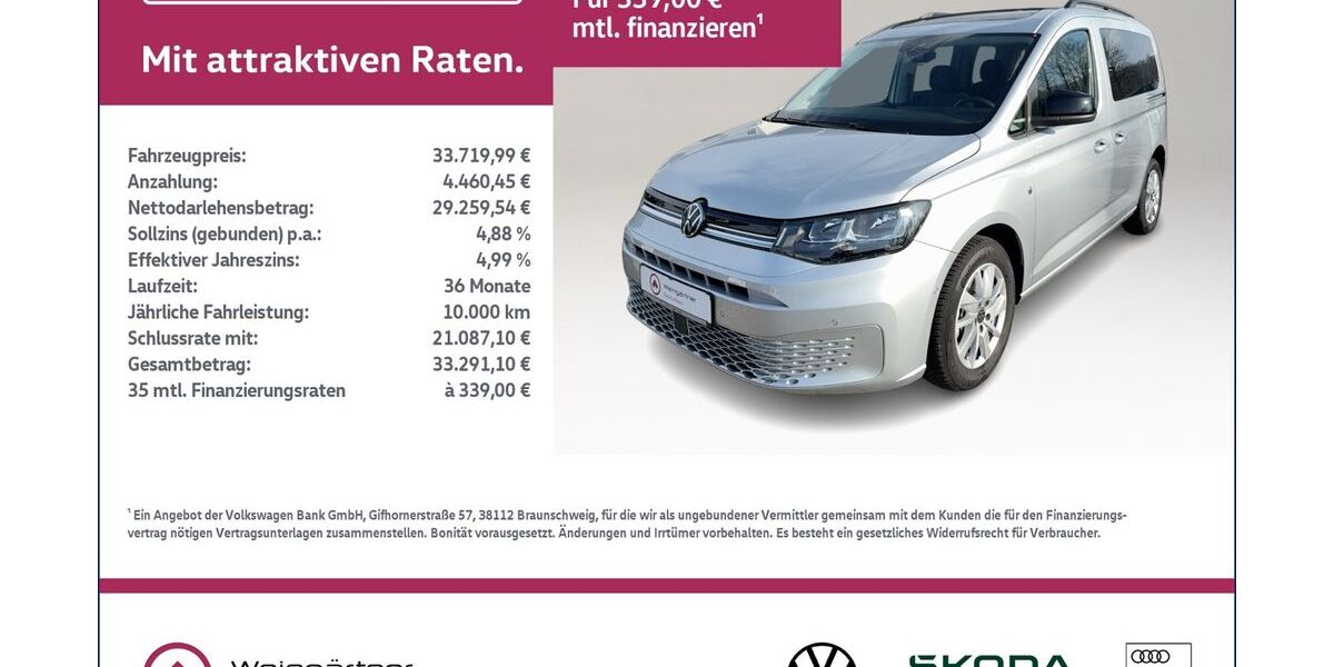 VW Caddy 7.800 km 33.720 &euro; Miesbach 83714