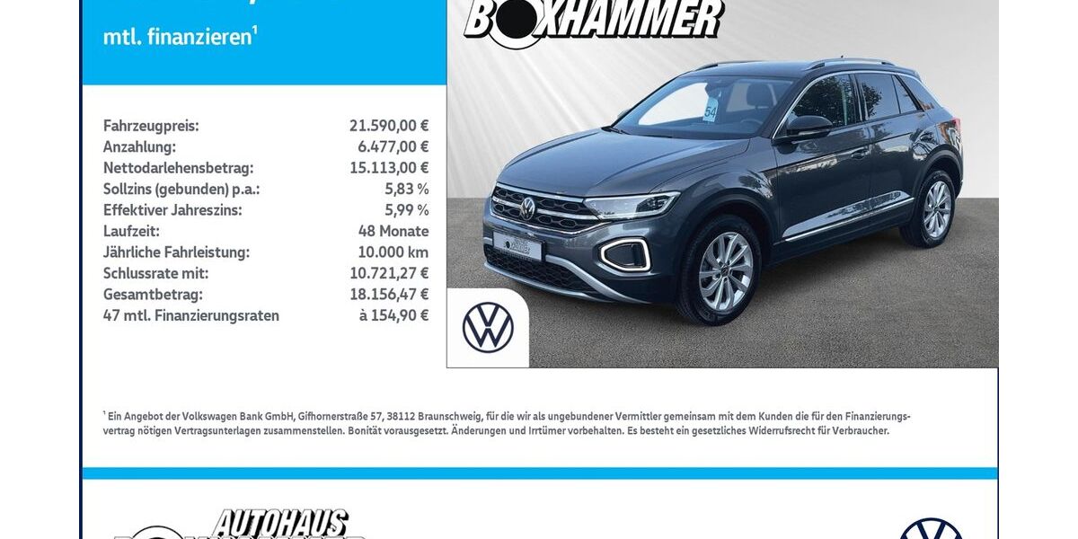 VW T-Roc 43.305 km 21.590 &euro; Bad Aibling 83043