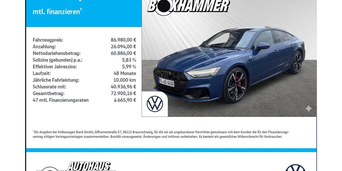 Audi A7 4.990 km 86.980 &euro; Bad Aibling 83043