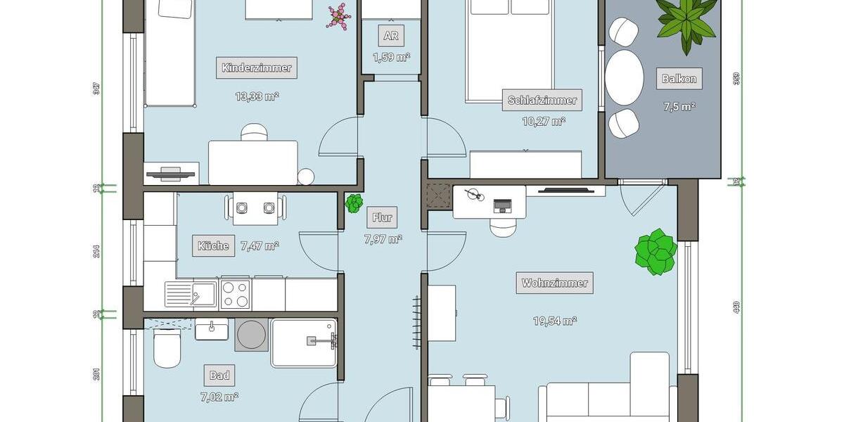 Erdgeschoßwohnung Rosenheim Innenstadt - 3 Zimmer, 70 m&sup2;, 1.030&euro; | Angebot:25881495