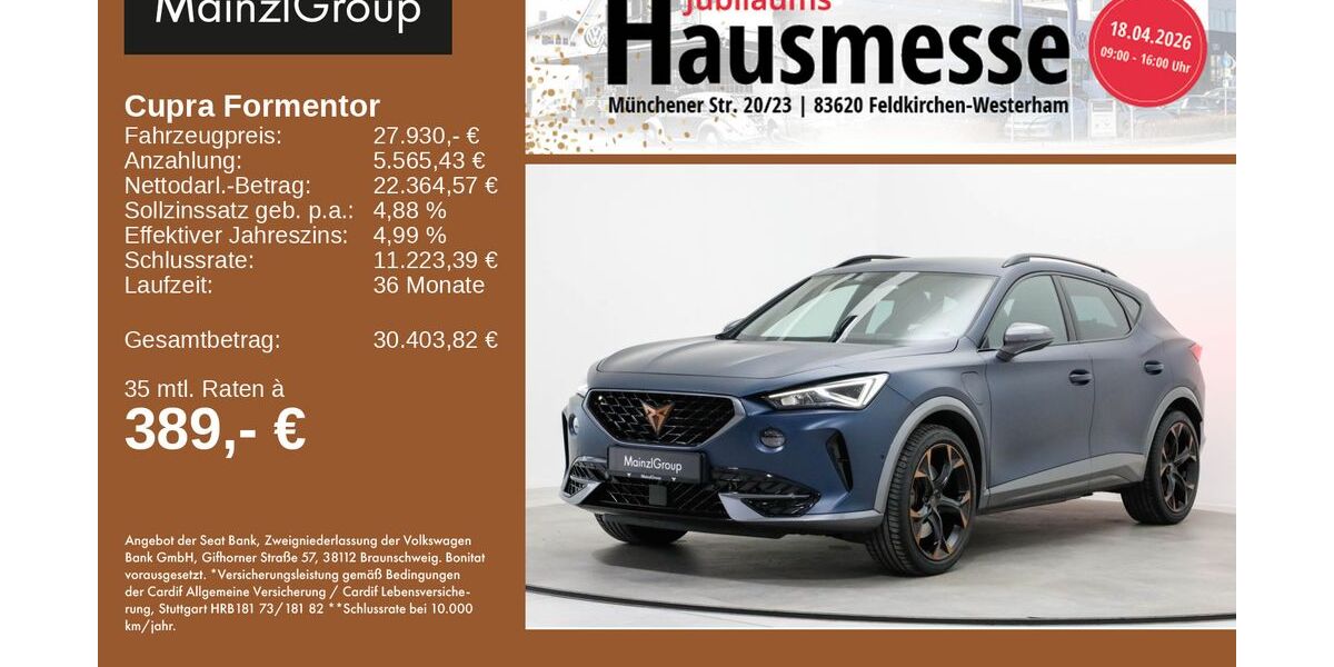 Cupra Formentor 58.700 km 27.930 &euro; Feldkirchen/Westerham 83620