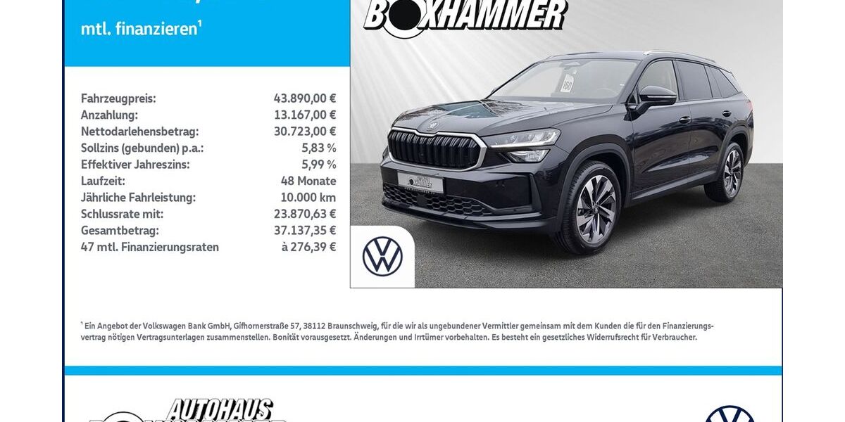 Skoda Kodiaq 6.856 km 43.890 &euro; Bad Aibling 83043