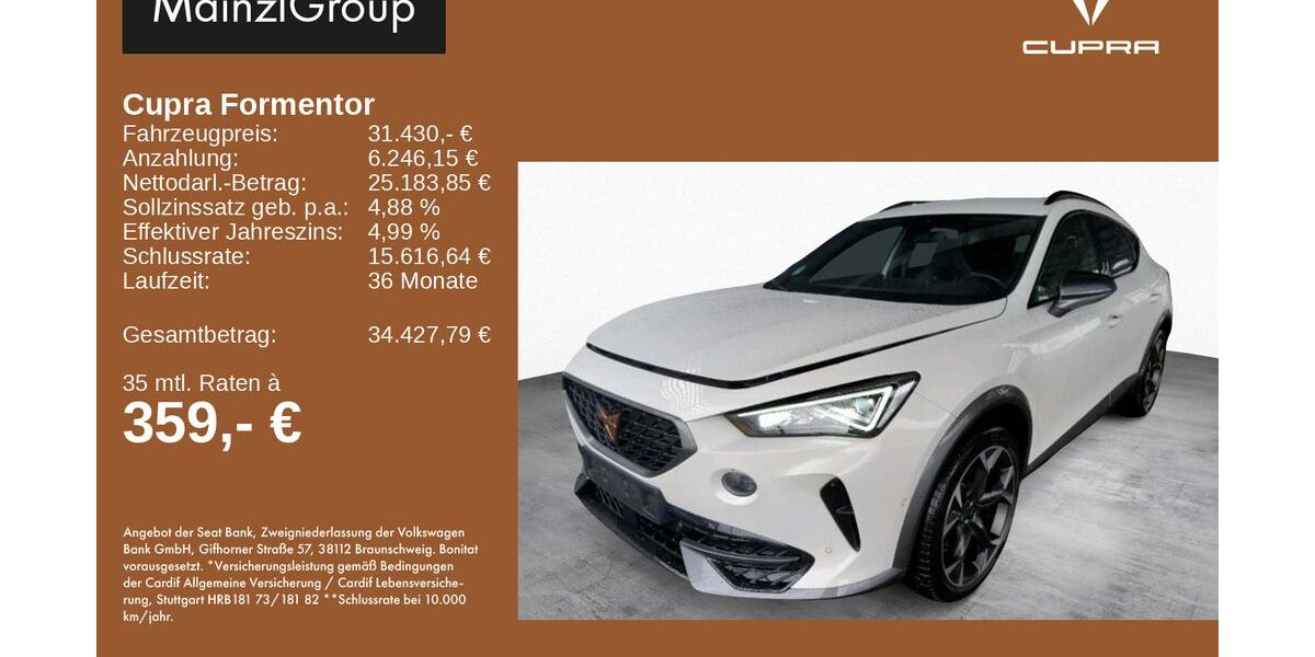Cupra Formentor 19.000 km 31.430 &euro; Feldkirchen/Westerham 83620
