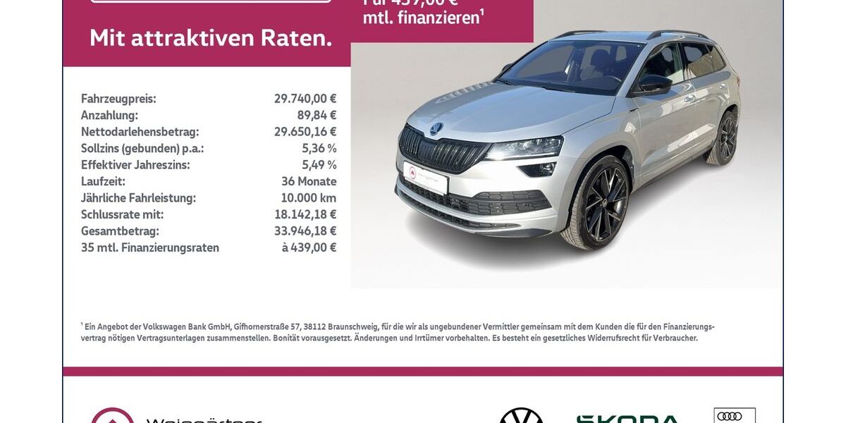 Skoda Karoq 54.100 km 28.690 &euro; Miesbach 83714