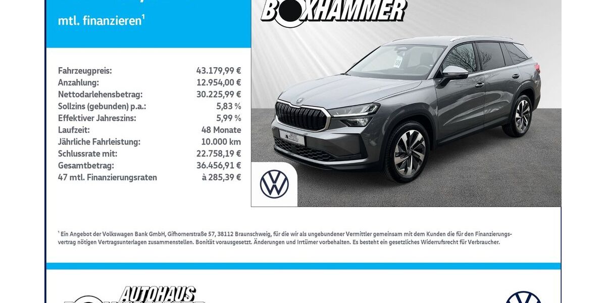 Skoda Kodiaq 5.705 km 43.180 &euro; Bad Aibling 83043