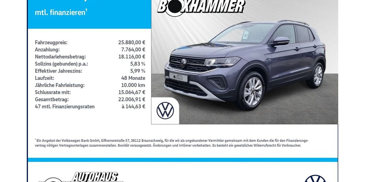 VW T-Cross 10.014 km 25.880 &euro; Bad Aibling 83043