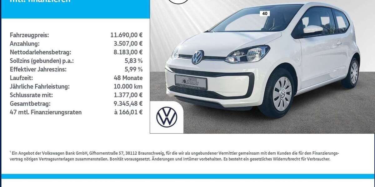 VW up! 27.422 km 11.690 &euro; Bad Aibling 83043