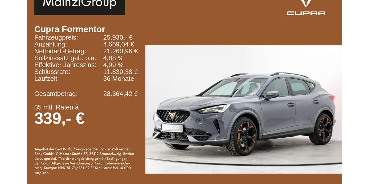 Cupra Formentor 82.500 km 25.930 &euro; Feldkirchen/Westerham 83620