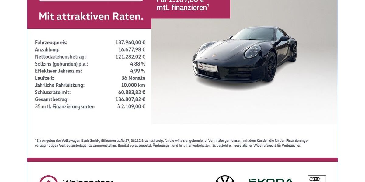 Porsche 992 6.500 km 136.820 &euro; Miesbach 83714