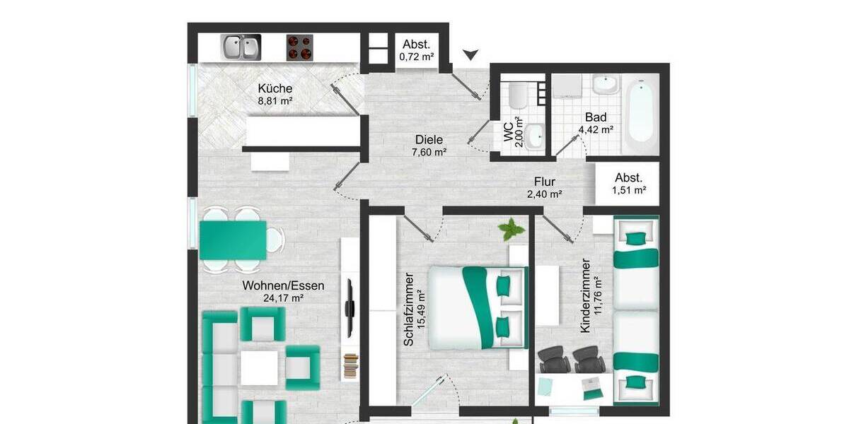 Etagenwohnung Grassau Mietenkam - 3 Zimmer, 78 m&sup2;, 299.000&euro; | Angebot:25836819