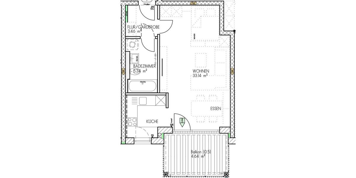 Etagenwohnung Rosenheim Egarten - 1 Zimmer, 46 m&sup2;, 1.195&euro; | Angebot:26494714