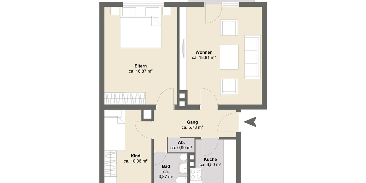 Etagenwohnung Hausham - 3 Zimmer, 65 m&sup2;, 298.000&euro; | Angebot:25802330