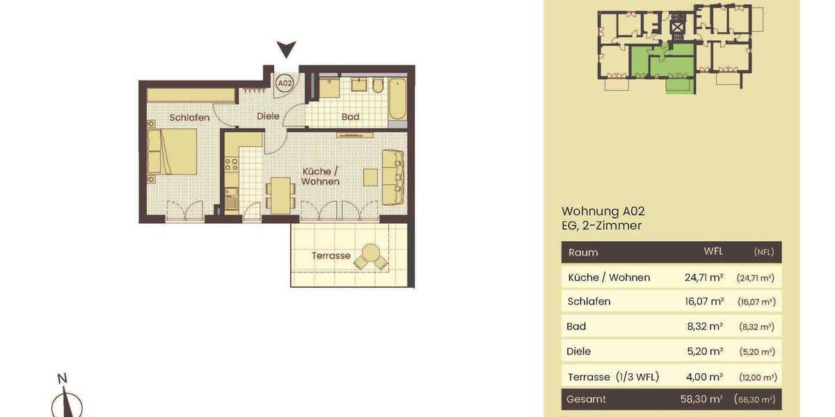 Etagenwohnung Ebersberg - 2 Zimmer, 58 m&sup2;, 1.050&euro; | Angebot:26381503