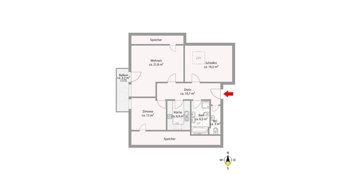 Etagenwohnung Rosenheim Aising - 3 Zimmer, 81 m&sup2;, 329.000&euro; | Angebot:25667725